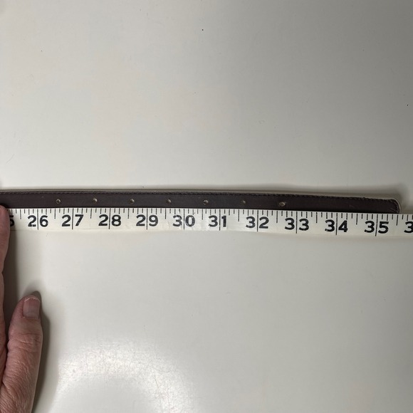 J. Crew Factory Genuine Leather‎ Ostrich Embossed Belt Gold Buckle Cream Size S - Picture 9 of 13